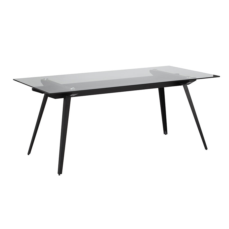 ARCHIE 180cm Glass Dining Table - Modern Tempered Glass Top with Sturdy Metal Frame for Dining Room, Kitchen, or Office Space