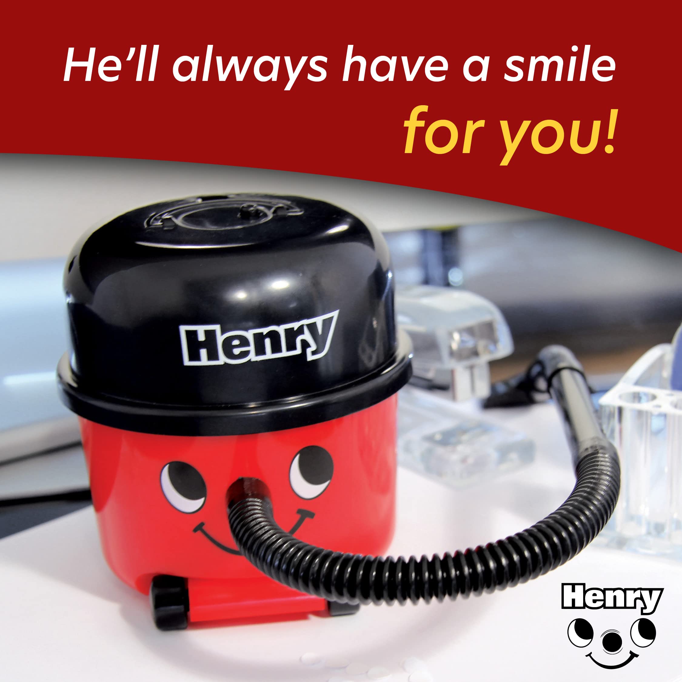 Paladone Henry Hoover Desk Mini Vacuum - Cordless Keyboard & Computer Cleaner, Novelty Desktop Dust Cleaner for Office, Home & Workspace | Perfect for PC, Laptop, Keyboard & Electronics Cleaning