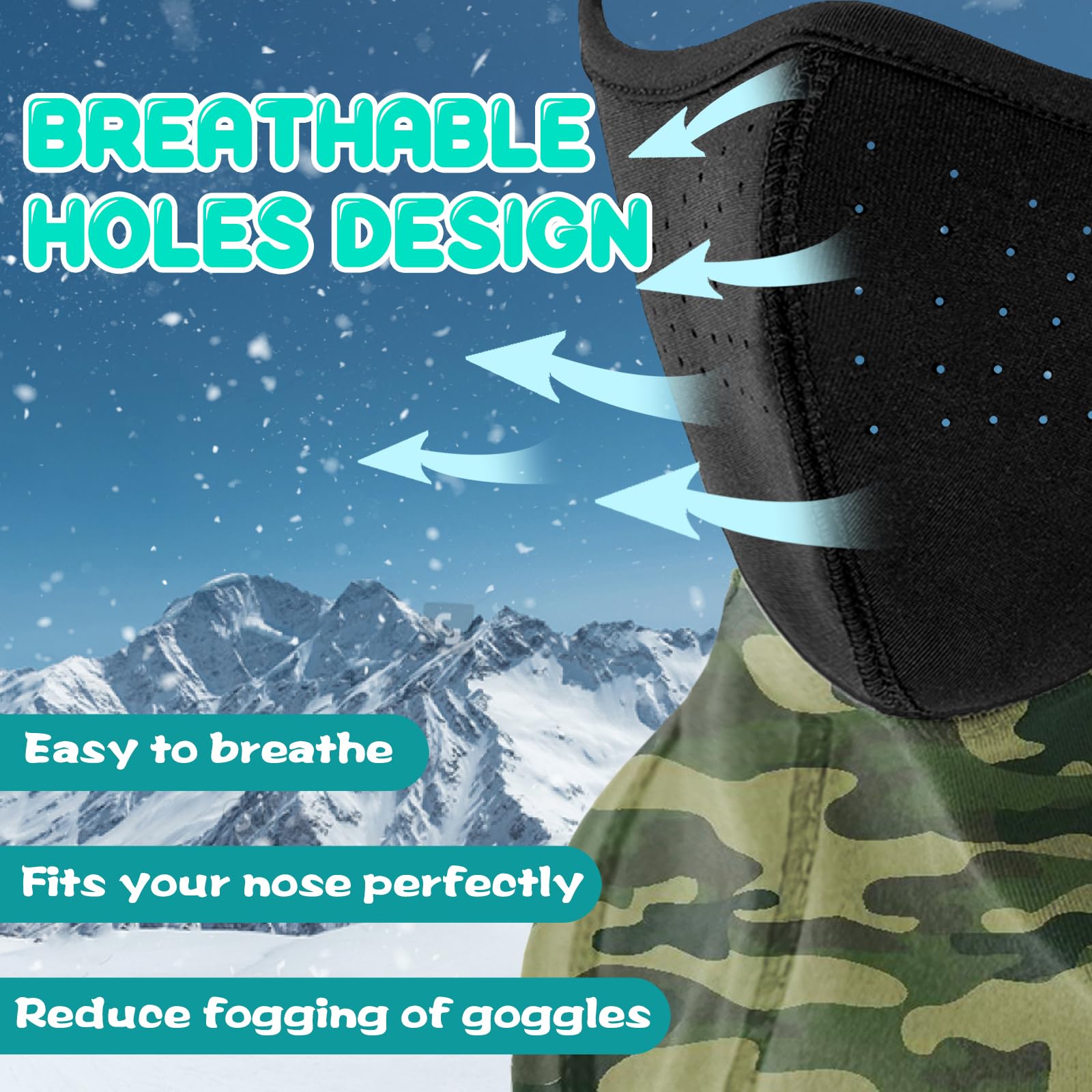 Kids Balaclava Ski Mask - Windproof Fleece Neck Warmer for Boys & Girls | Breathable Winter Face Cover for Cold Weather | Perfect for Skiing, Snowboarding & Outdoor Winter Activities