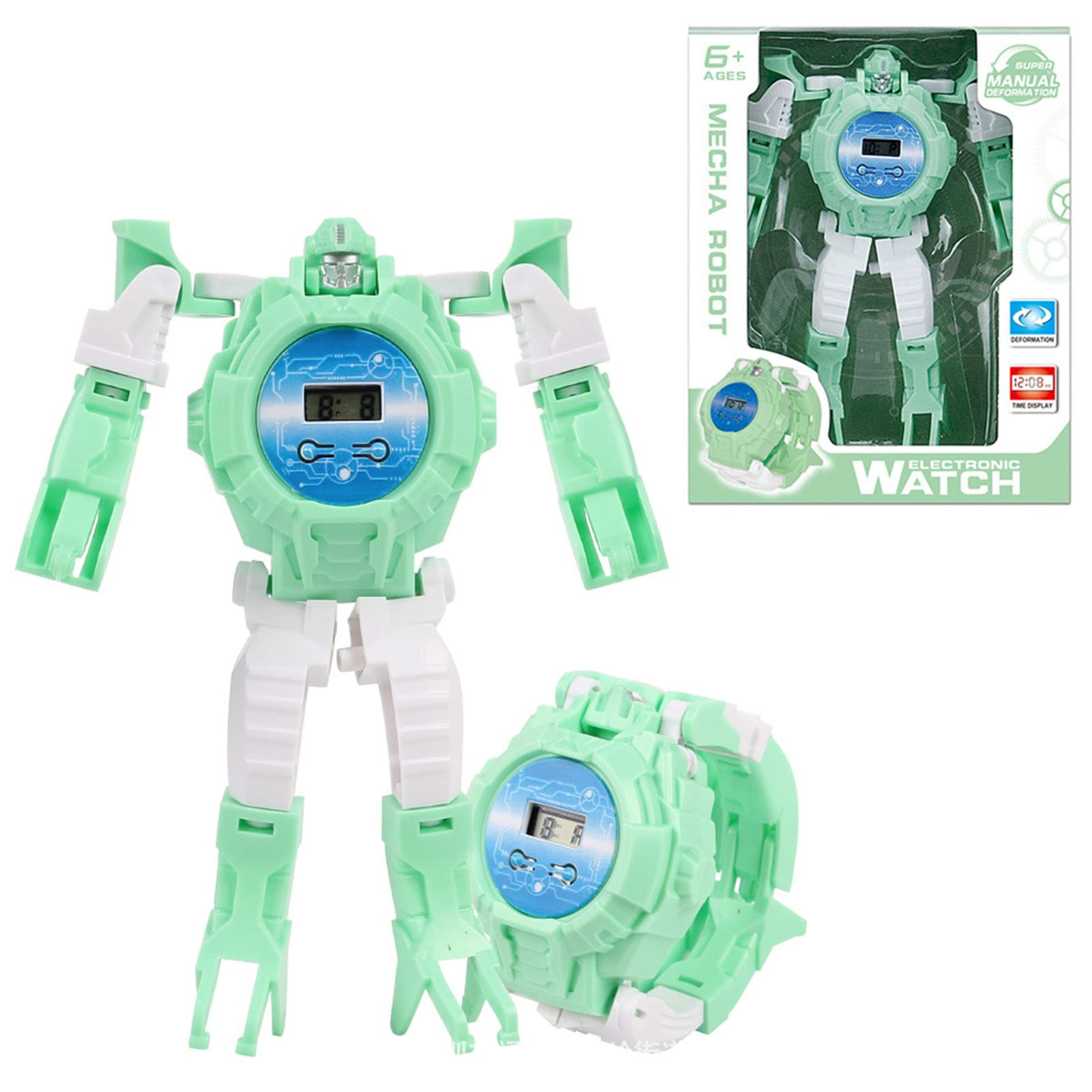 Transformers Robot Watch Toy for Kids - Electronic Transforming Wristwatch for Boys & Girls Ages 4-8 (Green) | Perfect Birthday Gift & Role Play Accessory for Pretend Play & STEM Learning