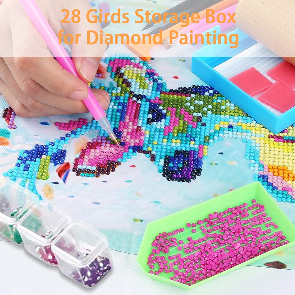 Diamond Embroidery Storage Box 2 Pack - 28 Mini Compartments Organizer for DIY Mosaic Art, Cross Stitch Tools & Craft Accessories | Perfect for Home Decor, Gift Making & Creative Projects