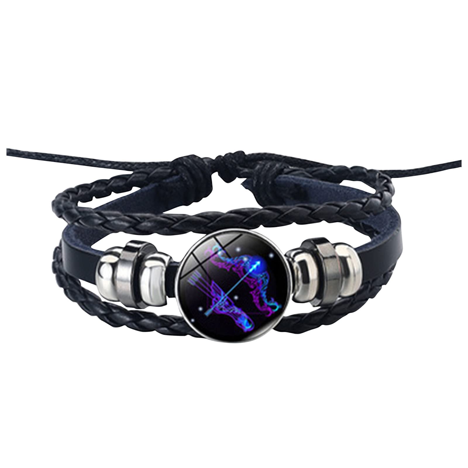 Stylish Leather Rope Bracelets for Men & Women - Zodiac Constellation Bracelet Set (12 Designs) - Elegant Unisex Jewelry for Daily Wear, Gifts & Fashion Accessories