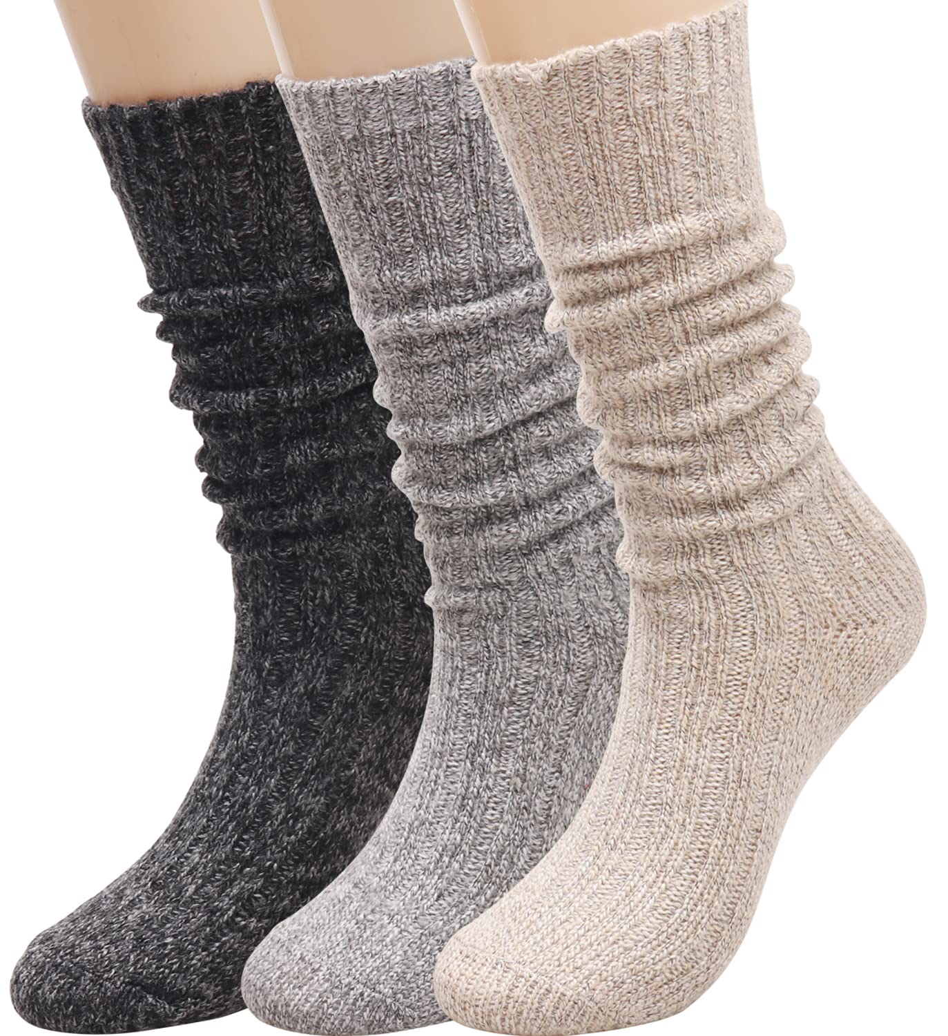 TINTAO Women's Cotton Knit Crew Socks - Thick Warm Wool Slouch Socks for Women, Size 5-10 - Perfect for Winter, Home, Office & Gift Giving #W502