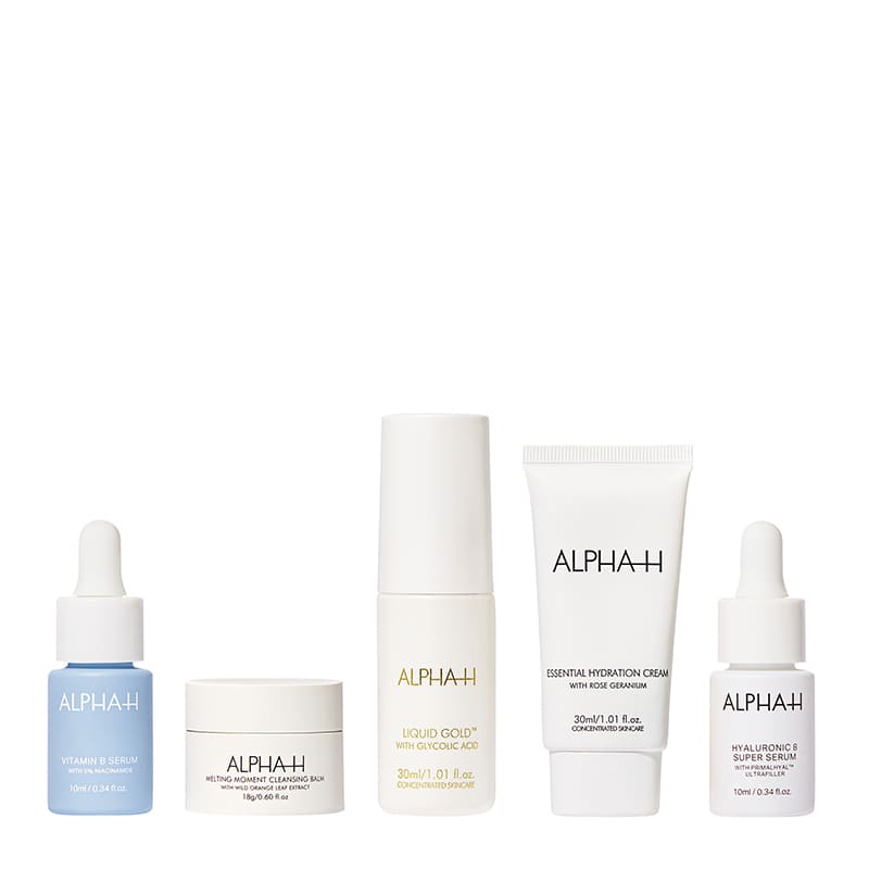 Alpha H Best Sellers Skincare Kit - Glycolic Acid Exfoliating Treatment & Hydrating Serum Set for Glowing Skin | Perfect for Nighttime Routine & Anti-Aging Care