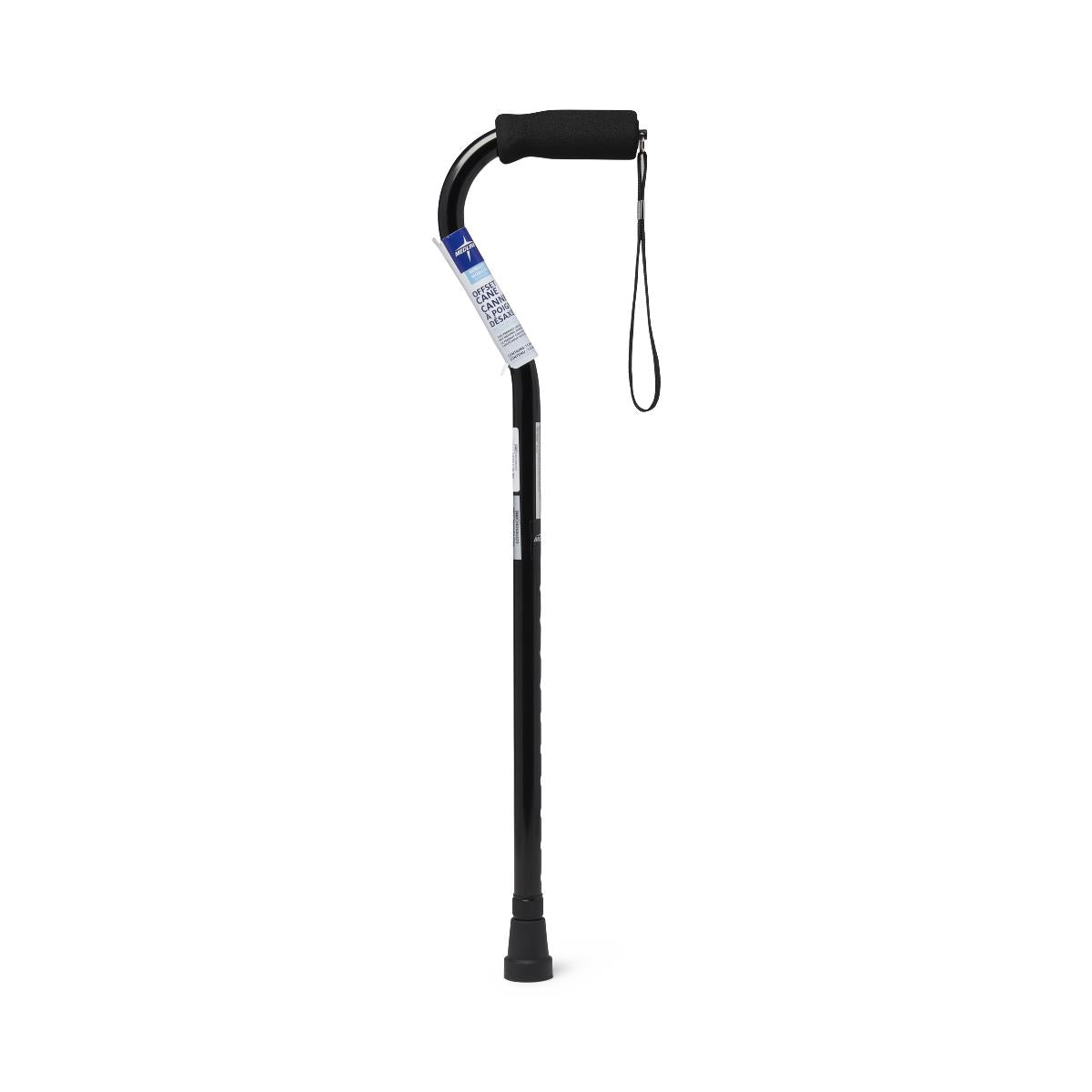 Premium Aluminum Offset Handle Cane - Lightweight & Adjustable Black Walking Stick for Seniors & Mobility Support - Ideal for Indoor/Outdoor Use, Travel & Daily Assistance