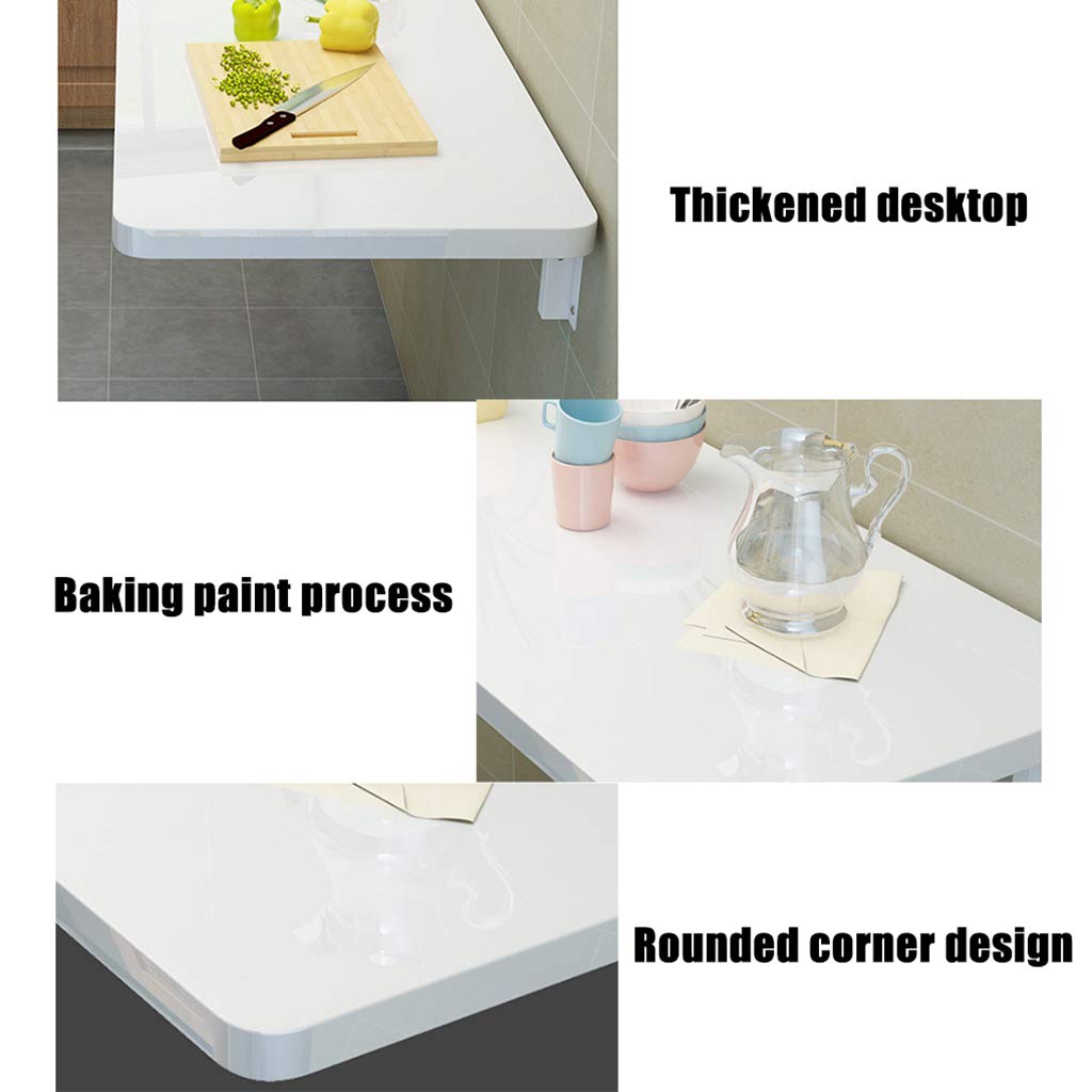 Foldable Wall-Mounted Drop Leaf Desk - Space Saving White Wall Desk for Kitchen, Dining, Home Office & Kids Study Table | Perfect for Small Apartments, Dorms & Compact Spaces