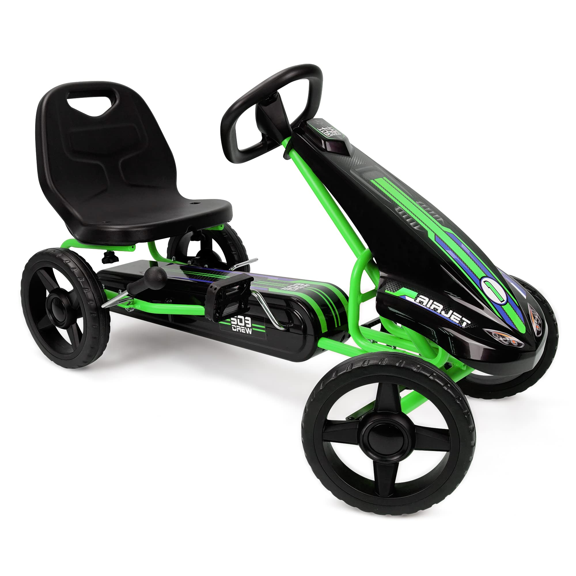 509 Crew Air Jet Pedal Go Kart for Kids Ages 4+ - Green Sporty Design with Adjustable Bucket Seat, 10
