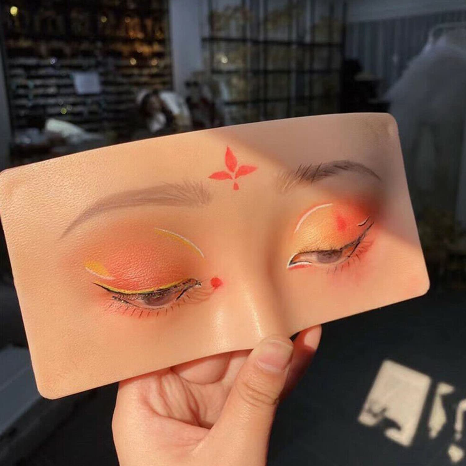 Professional Silicone Makeup Practice Mannequin Head - Realistic Bionic Skin for Eyelash Extension, Eyeshadow & Makeup Training - Includes Cleansing Oil & Brush - Perfect for Beauty Schools, Salons & Home Practice