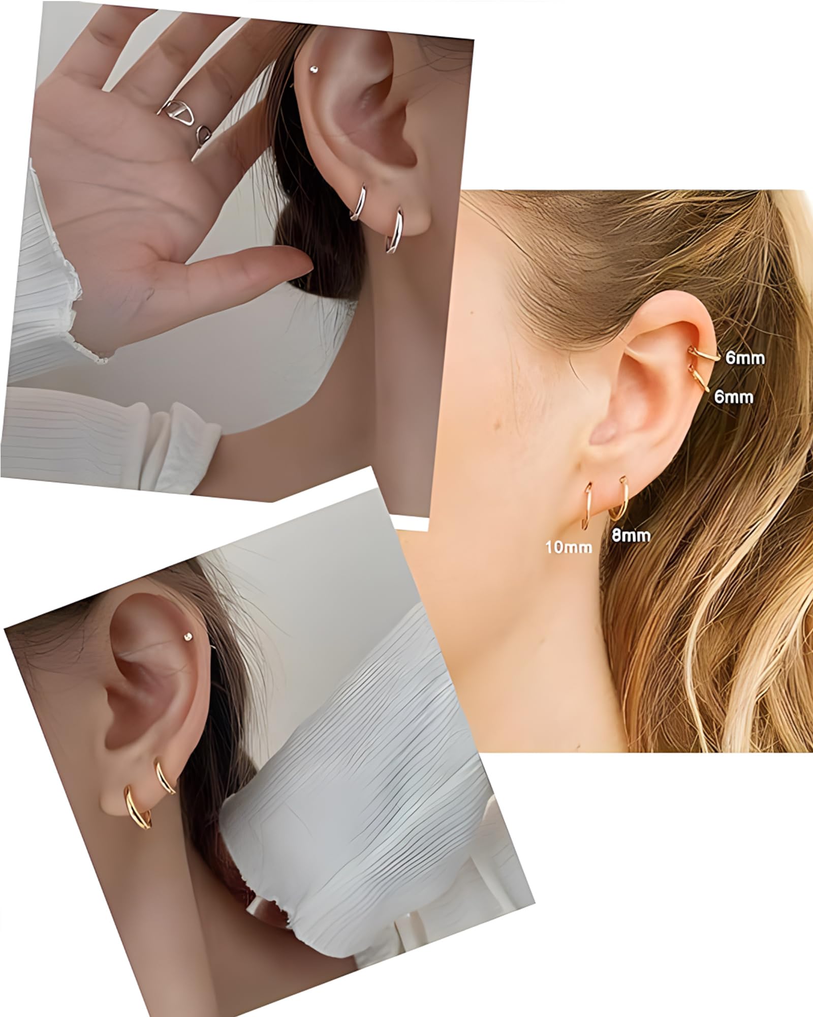 Hypoallergenic 316L Surgical Stainless Steel Huggie Hoop Earrings - 6mm 8mm 10mm 11mm 12mm 14mm Sizes - Cartilage Helix Lobe Earrings for Men & Women - Perfect for Everyday Wear, Gifts and Pierced Ear Jewelry Collection