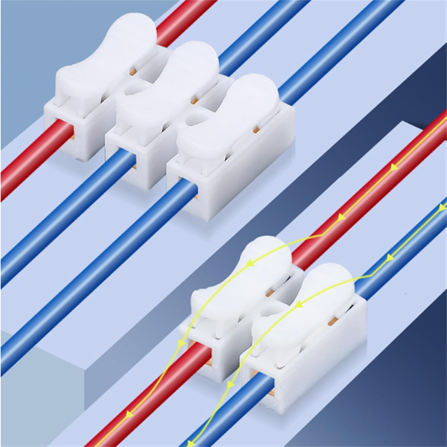 Push Wire Connectors - Quick Spring Cable Connectors for Home Appliances (200 Pack, CH-1) | Easy Electrical Wiring for DIY Projects & Home Repairs
