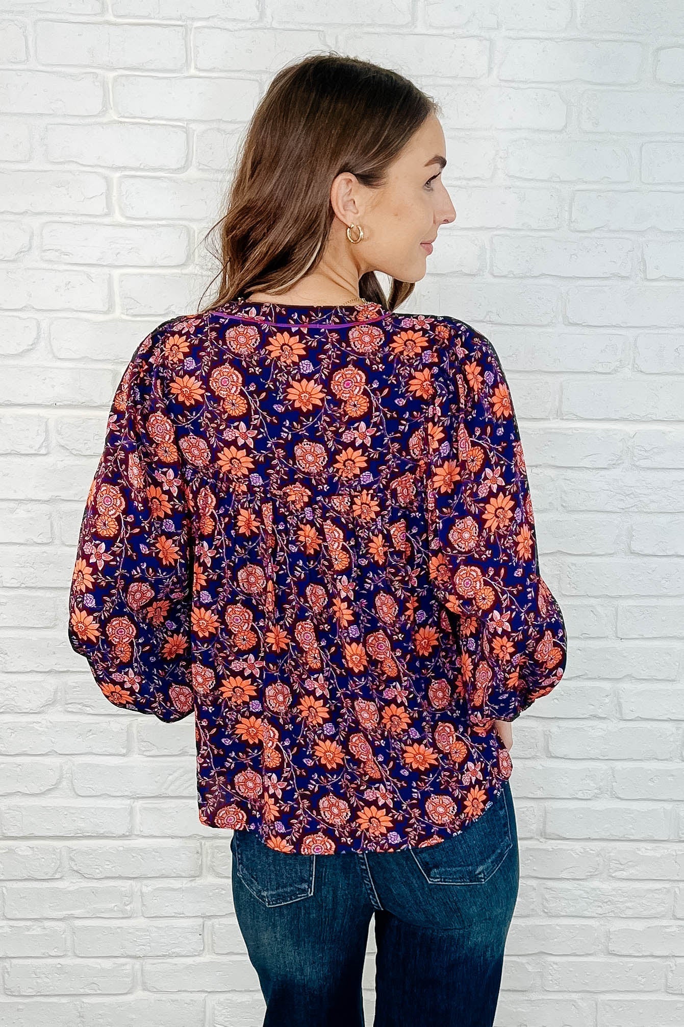 Hiterto Unknown Floral Babydoll Blouse - Women's Elegant Floral Print Top for Casual Wear & Date Nights