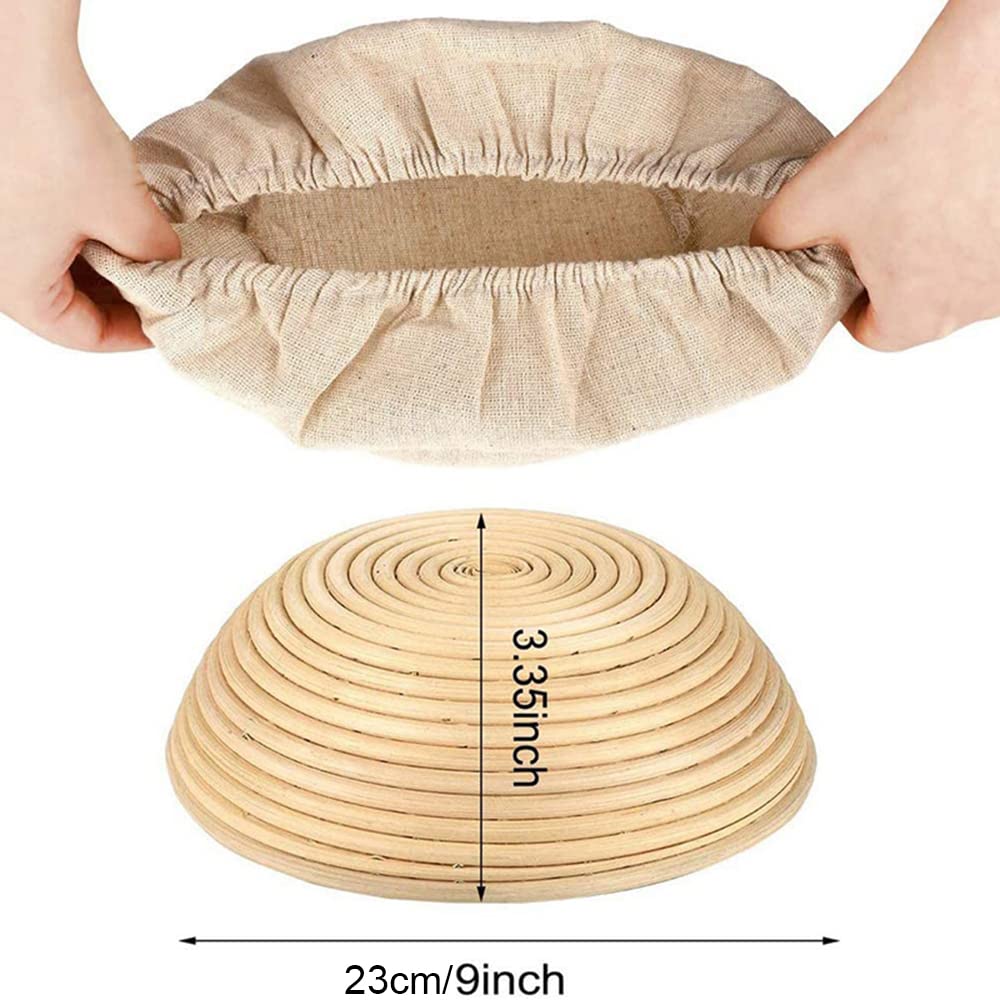 Premium Bread Proofing Basket Liner Set - 6-Piece Round & Oval Linen Covers for Dough Rising (9