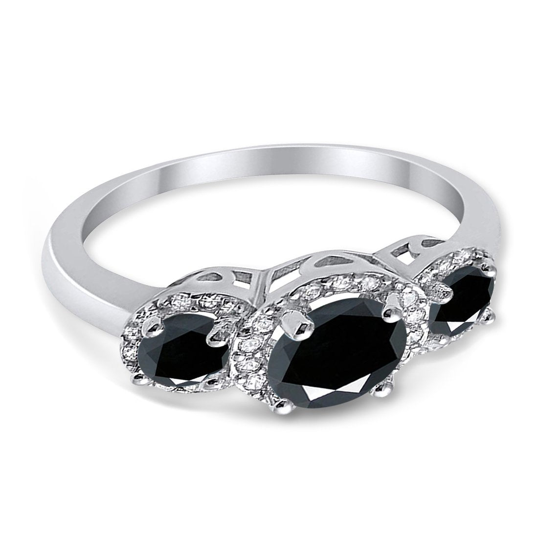 3 Stone Halo Wedding Ring - 925 Sterling Silver CZ Engagement Band for Women | Elegant Bridal Jewelry for Proposals, Anniversaries & Special Occasions