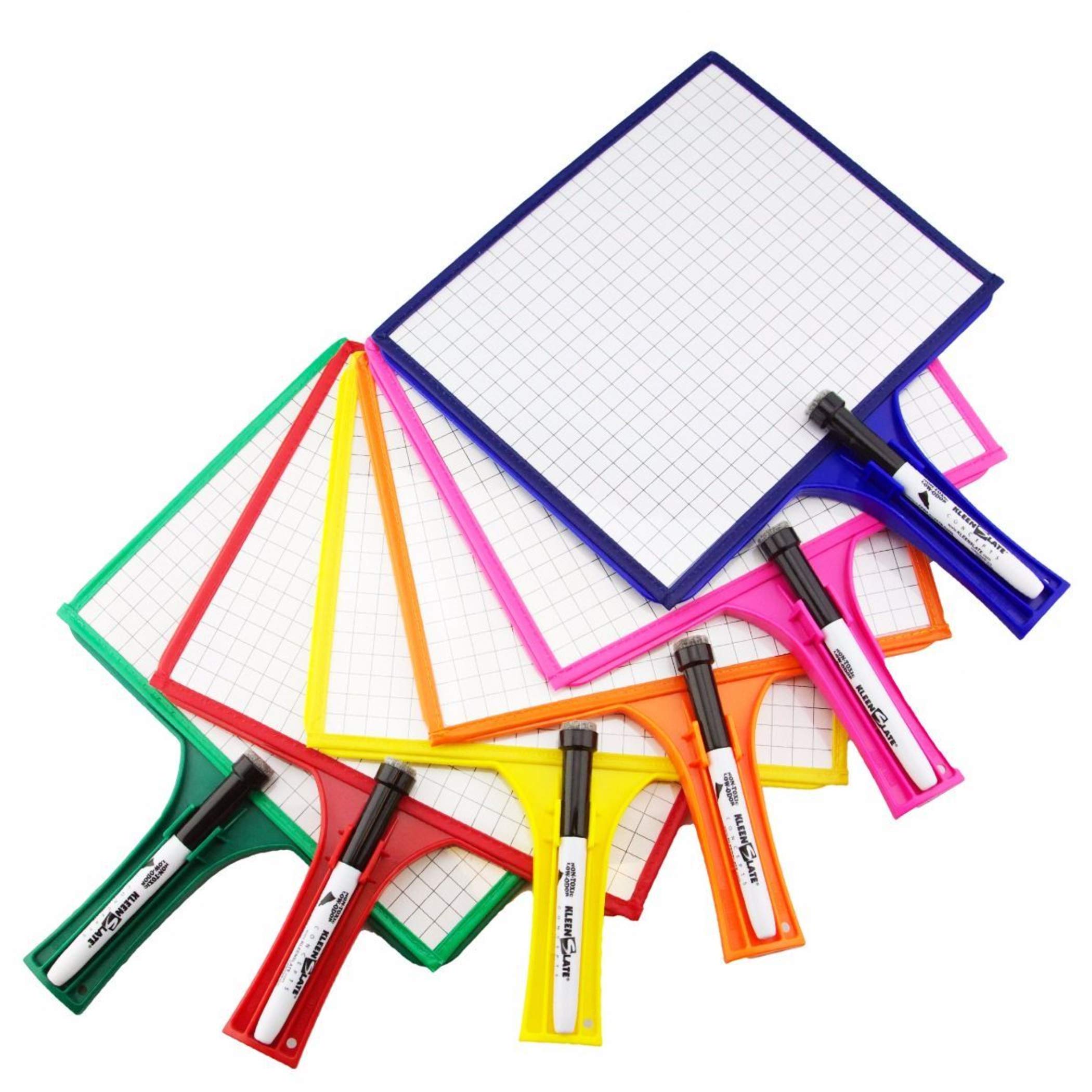 12-Pack KleenSlate Double-Sided Custom Whiteboard with Clear Dry Erase Sleeve - Interchangeable Templates & Graphic Organizers - Includes 12 Microfiber Cloths, Bookbinder Rings & Markers - Perfect for Classrooms, Offices & Home Learning