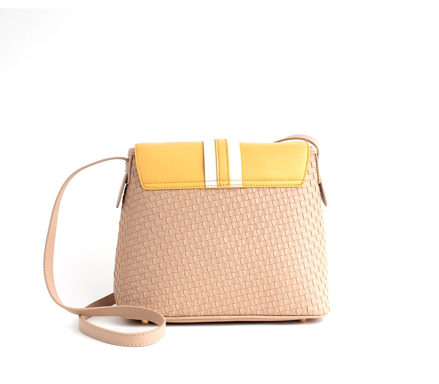 Kate Vegan Leather Basket Weave Crossbody Bag for Women | Nude Shoulder Purse | Fashionable & Eco-Friendly Handbag for Daily Use, Work & Travel