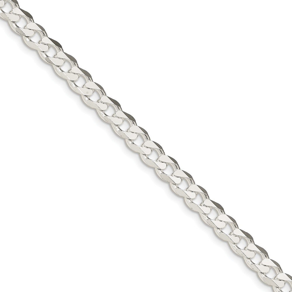 Sterling Silver Rhodium-Plated 7mm Curb Chain Necklace & Bracelet Set for Women - Durable & Hypoallergenic Jewelry for Everyday Wear, Gift Giving & Special Occasions