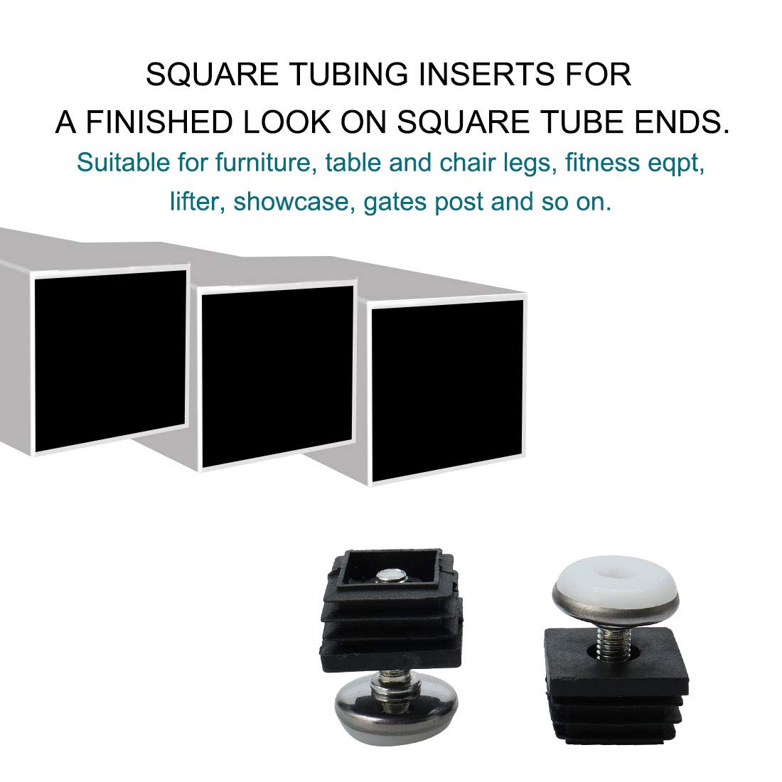 Adjustable Leveling Feet 25x25mm Square Tube Inserts Kit - Furniture Glides for Table & Desk Legs (2 Sets) - Perfect for Home Office, Workbench & Workshop Stability