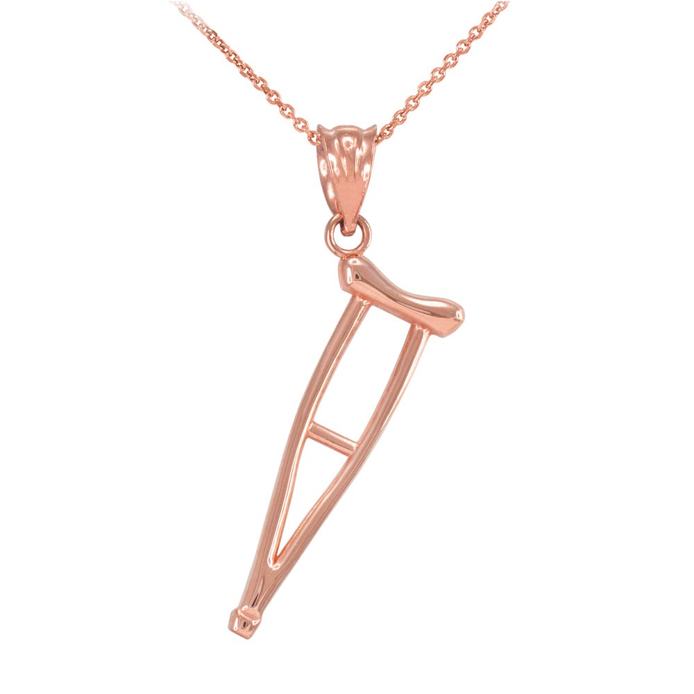 10k Rose Gold Medical ID Pendant Necklace for Underarm Crutches - Stylish & Durable Jewelry for Daily Wear, Emergency Alerts & Fashion Accessories