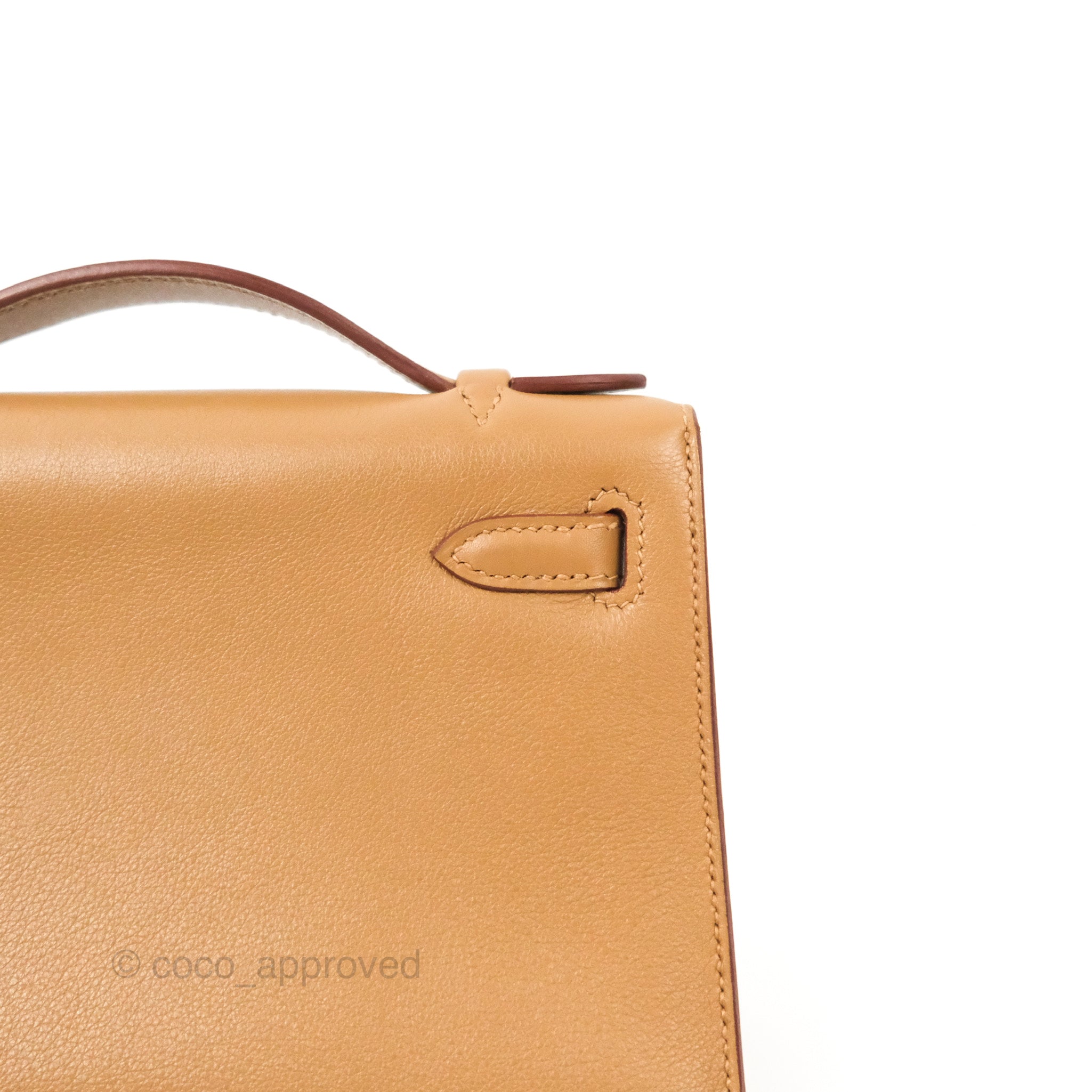 Authentic Hermès Kelly Pochette Clutch Bag in Biscuit 48 - Swift Leather with Palladium Hardware | Luxury Women's Handbag for Evening Parties & Special Occasions