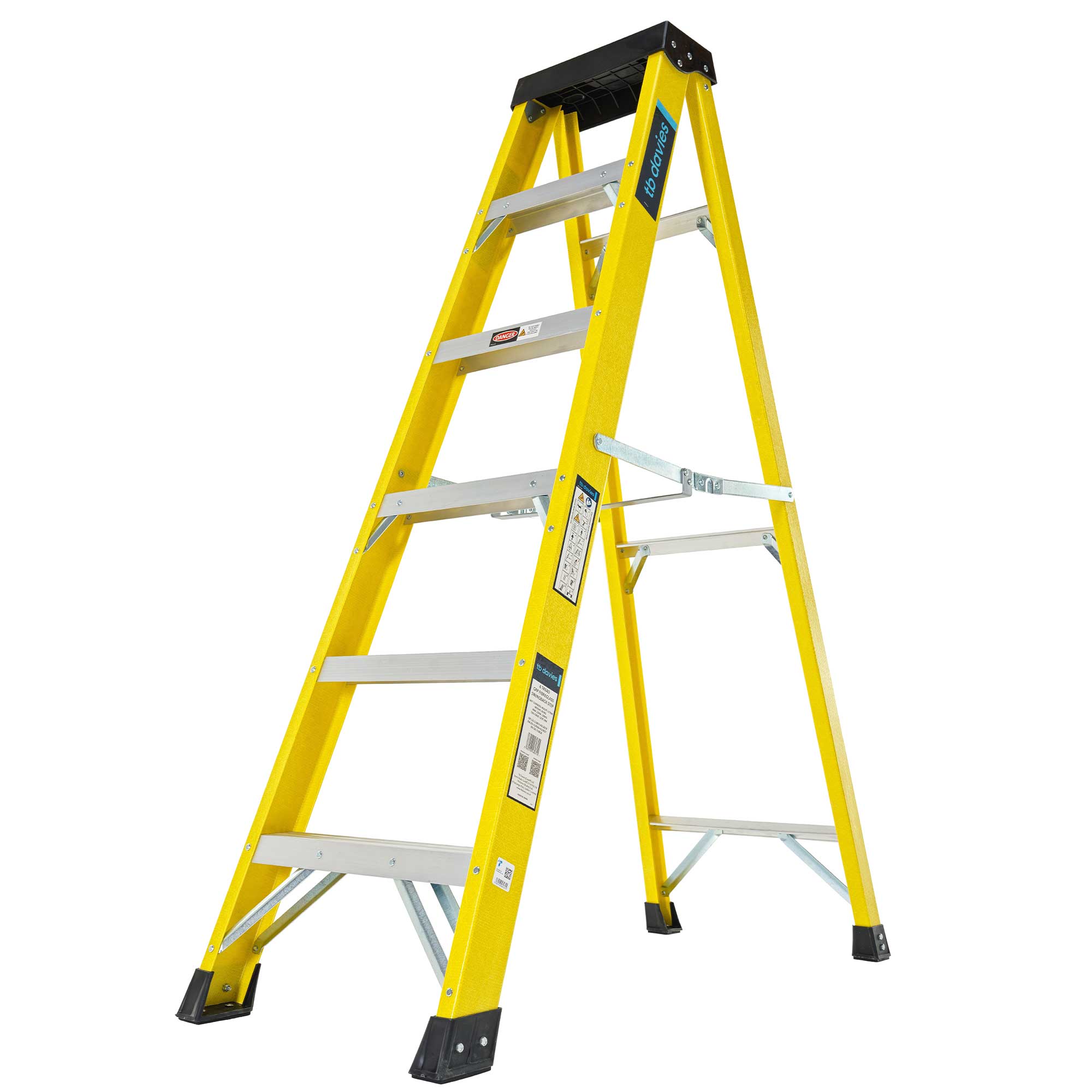 INSUL8 S Fiberglass Professional Swingback Step Ladder - Heavy Duty Insulated Ladder for Electricians & Contractors - Perfect for Construction, Maintenance & Home Use
