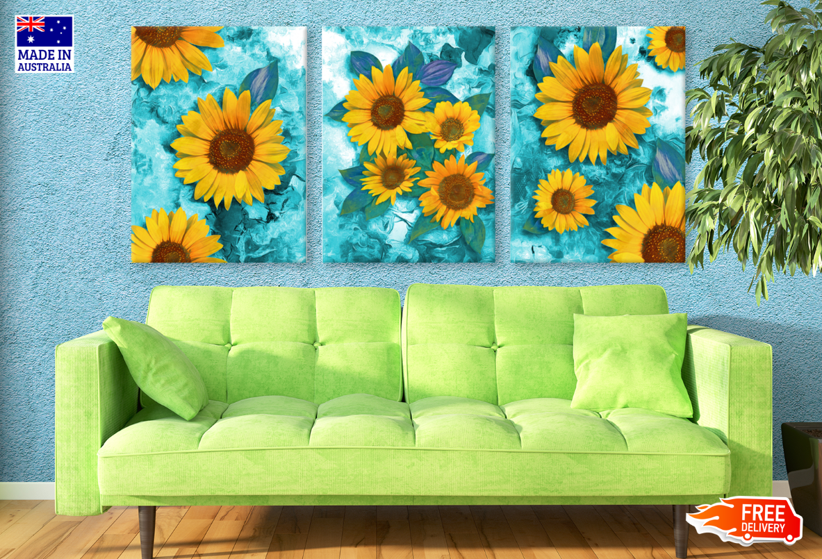 3-Piece Sunflower Wall Art Canvas Prints - High Quality Australian-Made Ready to Hang - Perfect for Living Room, Bedroom & Office Decor