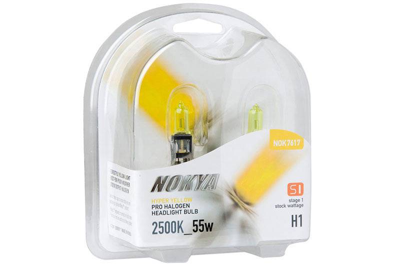 Nokya Hyper Yellow H1 Light Bulbs 2500K 55W - Stage 1 - Premium Fog & Night Driving Lights for Cars, Trucks & SUVs - Enhance Visibility in Rain, Snow & Low Light Conditions