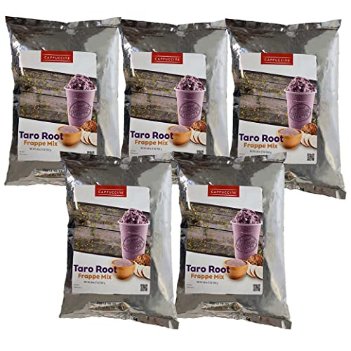 Premium Taro Root Cappuccino Ice Coffee Frappe Mix - Case of 5 Bags for Smoothies, Desserts & Summer Drinks