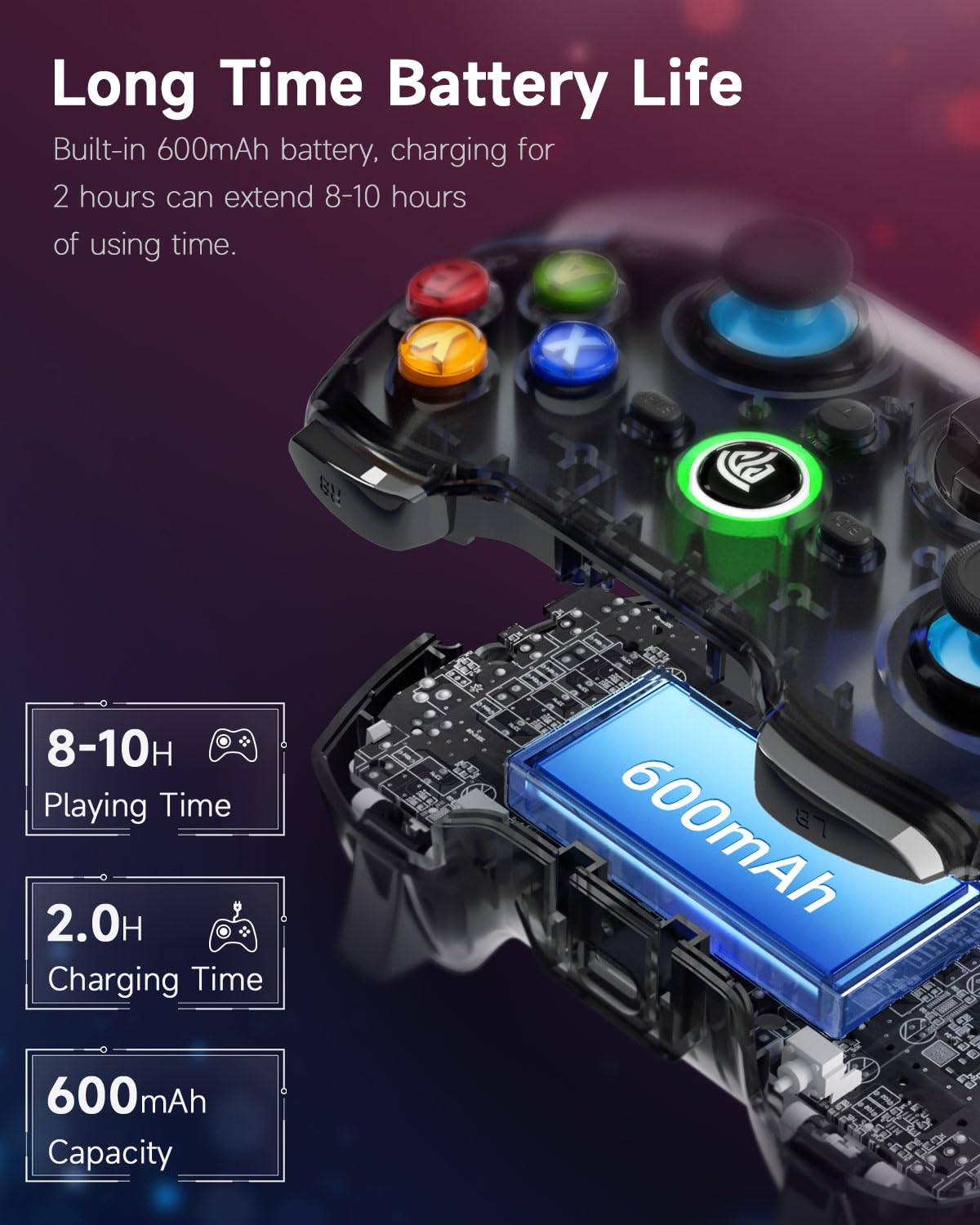 EasySMX 9013PRO Wireless Rechargeable Game Controller for PC, PS3, Switch Pro, Android/iOS Phones, Android TV Box & Tesla - Black & Blue - Perfect for Gaming, Streaming & Tesla Arcade