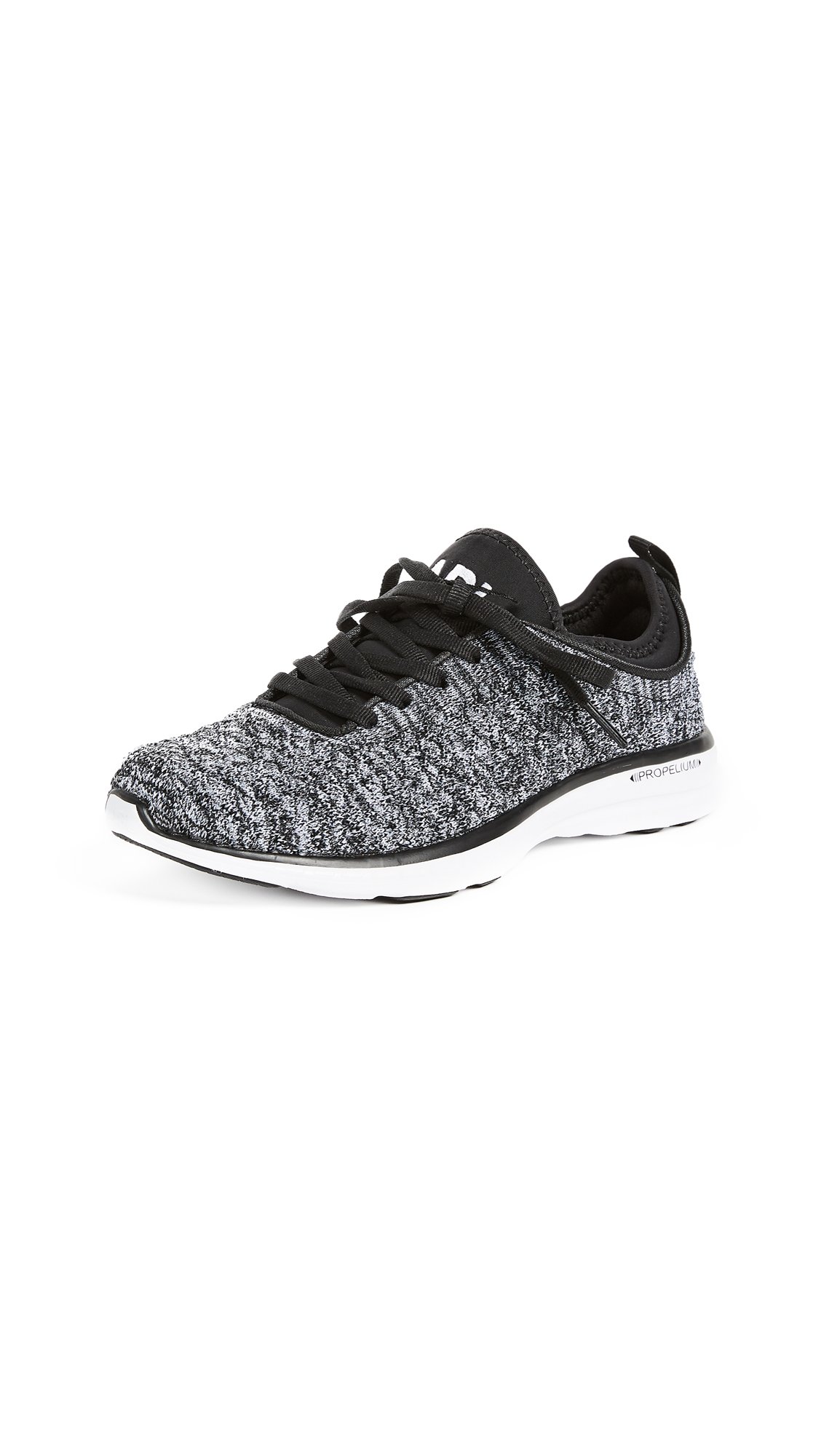APL: Athletic Propulsion Labs Women's Techloom Phantom Running Shoes - Lightweight & Breathable Sneakers for Women, Black/White/Melange, Size 8.5 B(M) US | Perfect for Gym Workouts, Jogging & Casual Wear