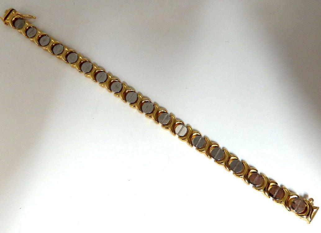 14K Gold Italian X Screw Link Bracelet - Two Tone Jewelry for Women, Elegant Chain Bracelet for Daily Wear & Special Occasions