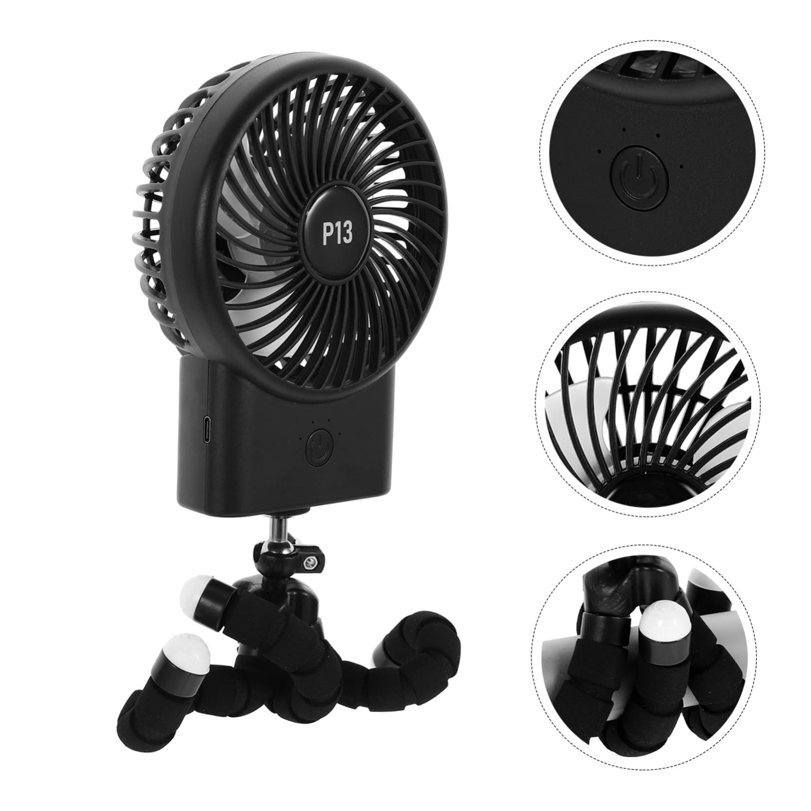 HEMOTON 5-Pack Portable Octopus Fan - USB Rechargeable Mini Fan for Travel, Camping, Stroller, Baby Seat & Office - Quiet Cooling Fan with Flexible Arms for Personal Use Anywhere