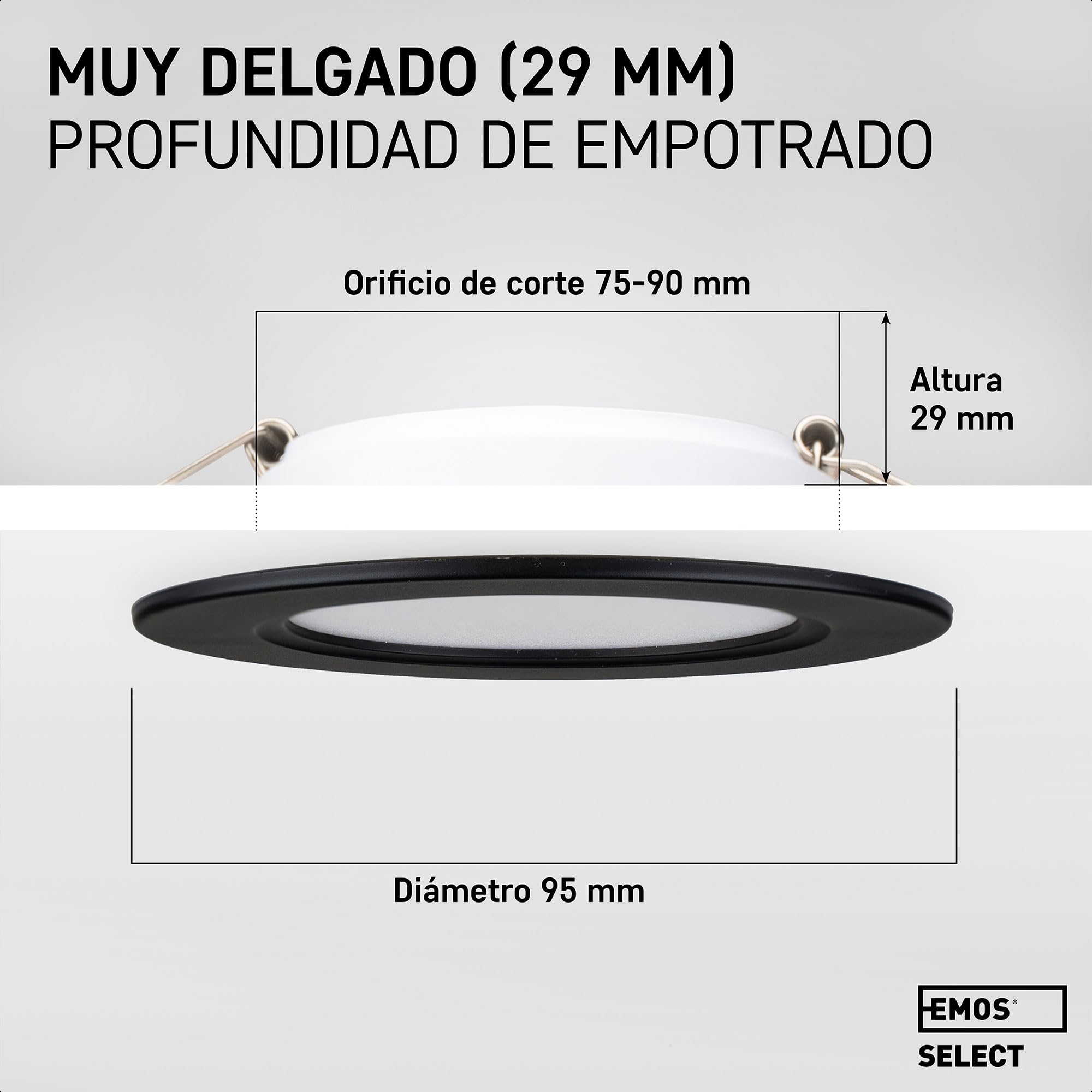 EMOS 5W 500 Lumens Warm White 3000K LED Recessed Downlights - IP54 Waterproof Ceiling Spot Lights for Bathroom, Kitchen, Hallway (Set of 3, Black) - Perfect for Home, Office & Commercial Lighting