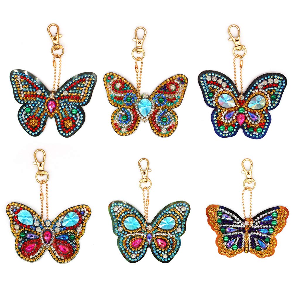 GLOGLOW 6Pcs DIY Diamond Painting Keychain Kit - Full Drill Resin Art Key Rings for Luggage, Phone Charms & Handmade Crafts | Perfect for Gifts, Party Favors & Creative Home Decor