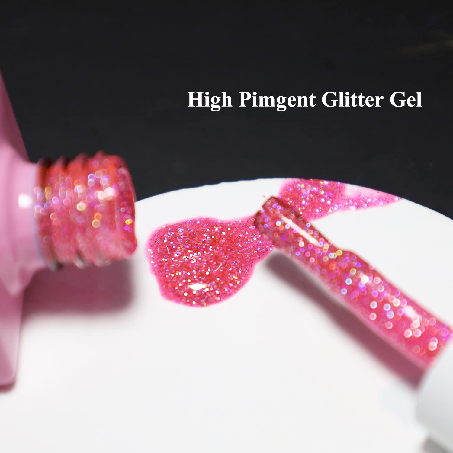 Glitter Gel Nail Polish Set - UV LED Sparkle Nail Gel for Manicure & Nail Art (Diamond Pink) | Long Lasting, Salon Quality | Perfect for Parties, Weddings & Special Occasions