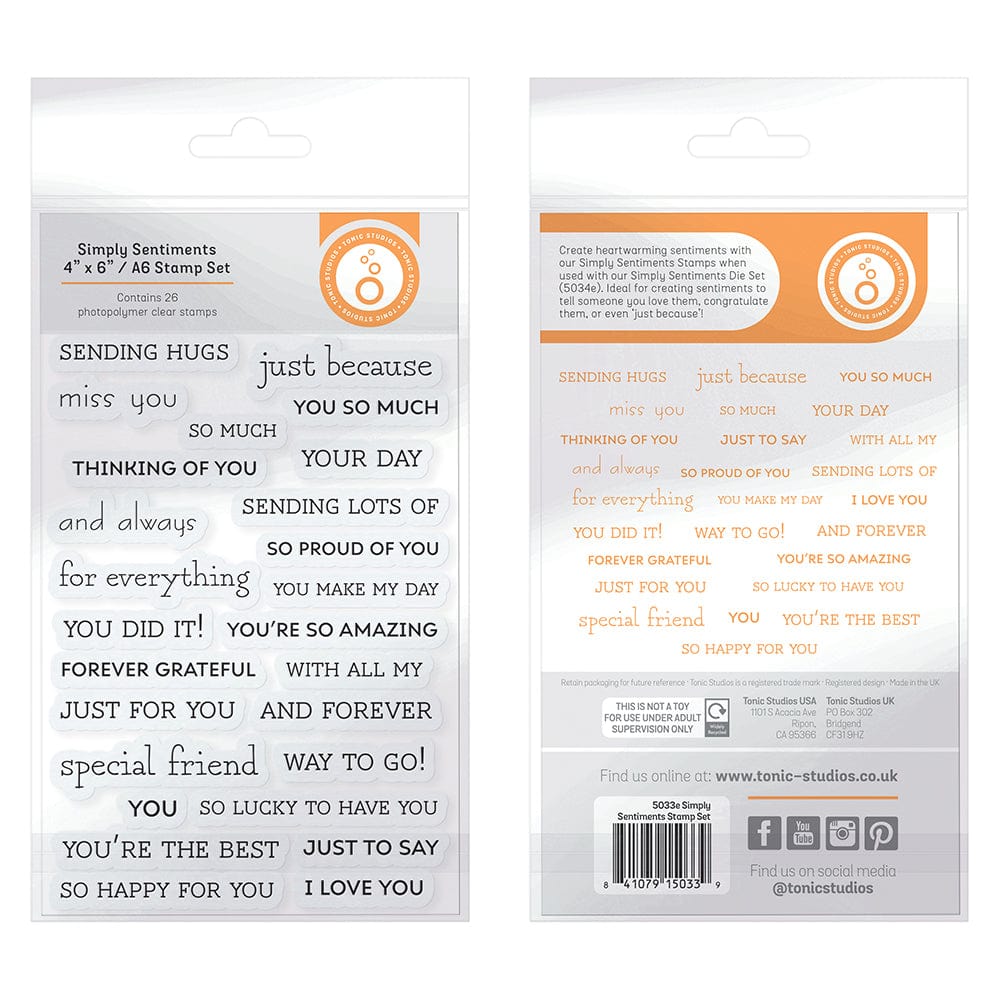 Tonic Studios Simply Sentiment Stamp Set 5033E - Handmade Greeting Cards, Scrapbooking & DIY Craft Projects
