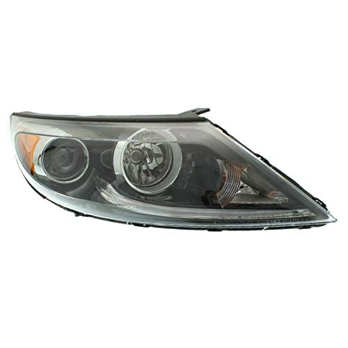 CAPA 13-16 Kia Sportage Right Passenger Side Halogen Headlight Headlamp with Bulb & LED Accent Light - Perfect for Night Driving and Vehicle Upgrades