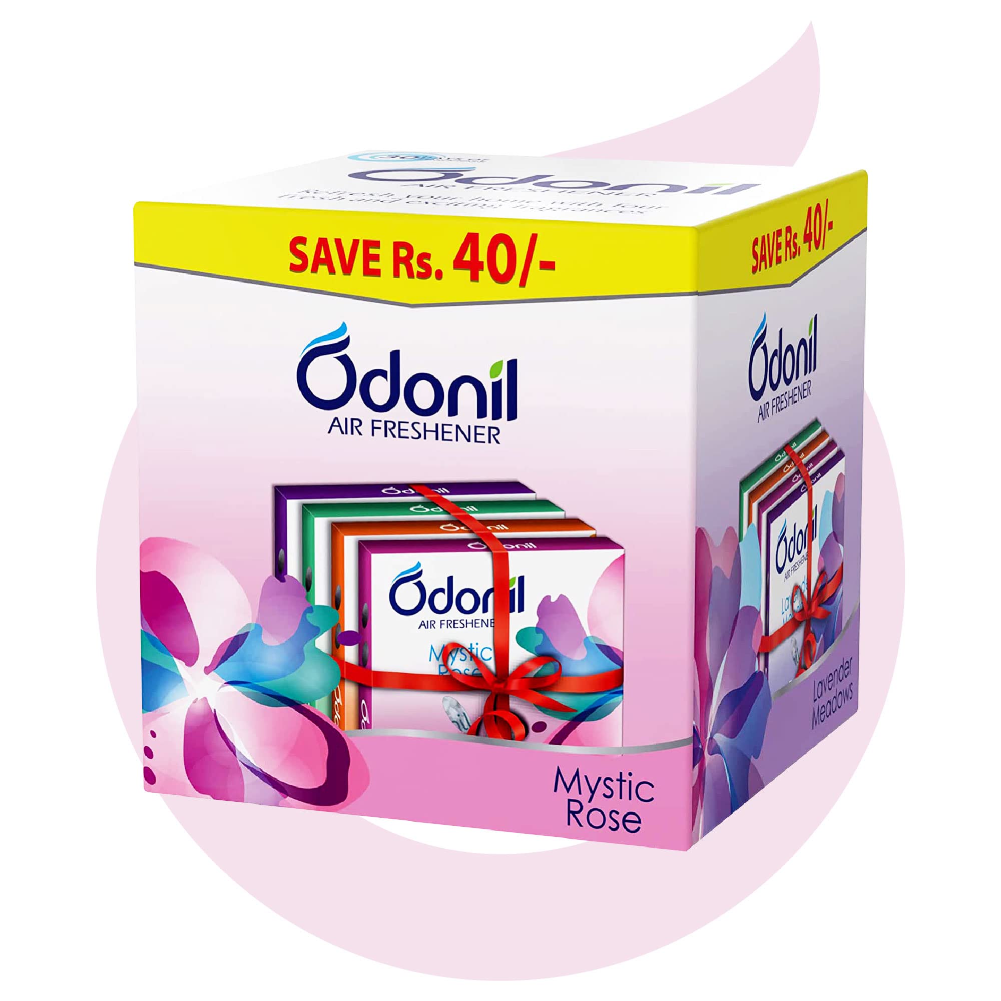 Odonil Long-Lasting Bathroom & Toilet Air Freshener Blocks - 192g (48g x 4) with Essential Oils | Germ Protection & Odor Elimination | Lasts Up to 30 Days | Fresh Scent for Home, Office, Restroom & RV | Perfect for Small Spaces, Pet Areas & High-Traffic Bathrooms