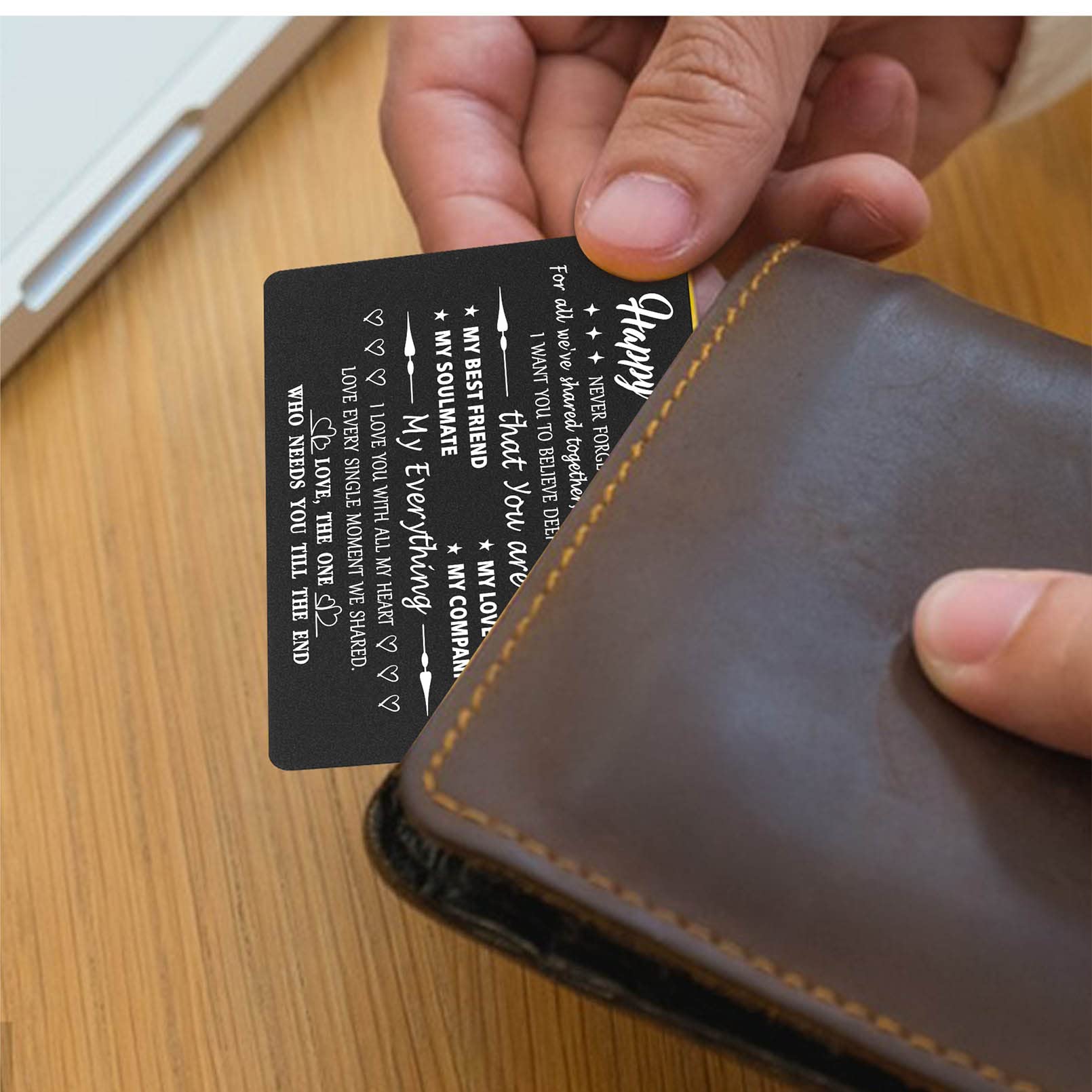 12th Anniversary Card Gift for Husband or Wife - Engraved Metal Wallet Card with 'Never Forget I Love You' Message - Romantic Keepsake for 12 Year Wedding Anniversary - Perfect for Couples, Anniversaries & Special Occasions