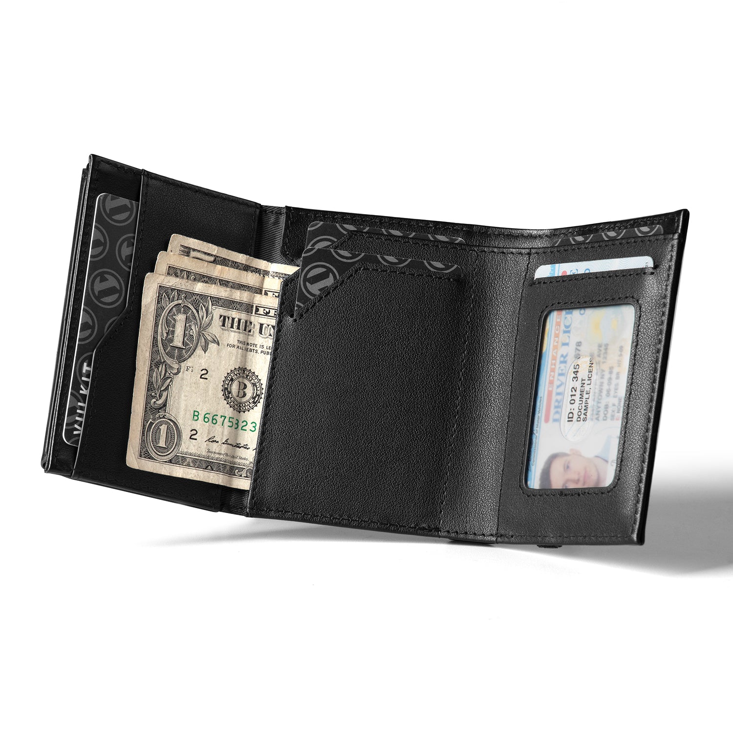 VC311P Genuine Leather RFID Blocking Wallet with ID Window & Money Pocket - Removable AirTag Holder for iPhone (AirTag Not Included) - Perfect for Travel, Business & Everyday Use