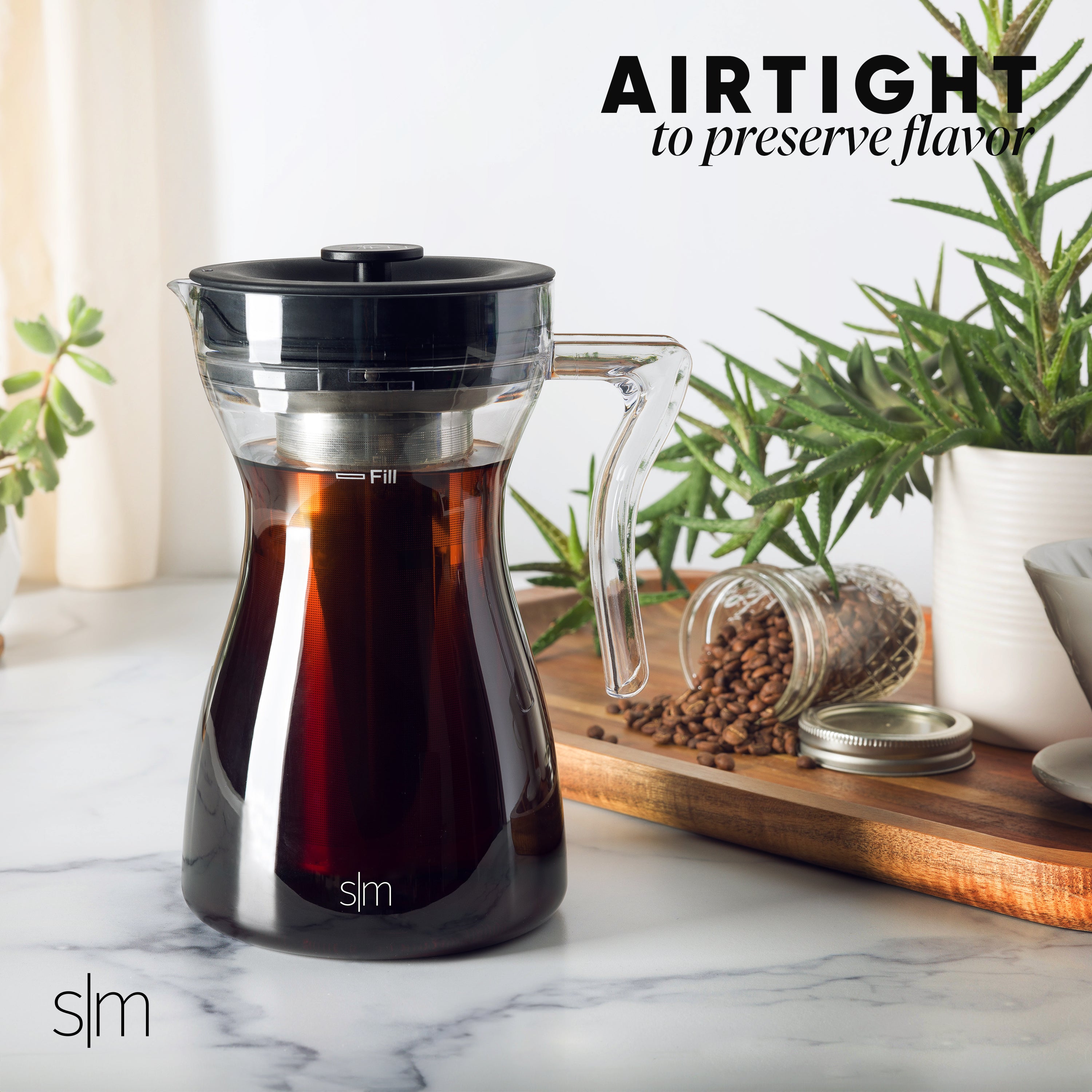 Premium Hugo Cold Brew Maker - Iced Coffee Maker with Glass Carafe & Stainless Steel Filter - Perfect for Home, Office & Outdoor Use
