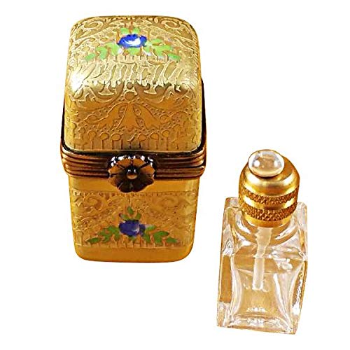 French Limoges Porcelain Collectible Figurine Box - Gold Tall with 1 Bottle - Hand-Painted Gift for Collectors, Home Decor & Luxury Present
