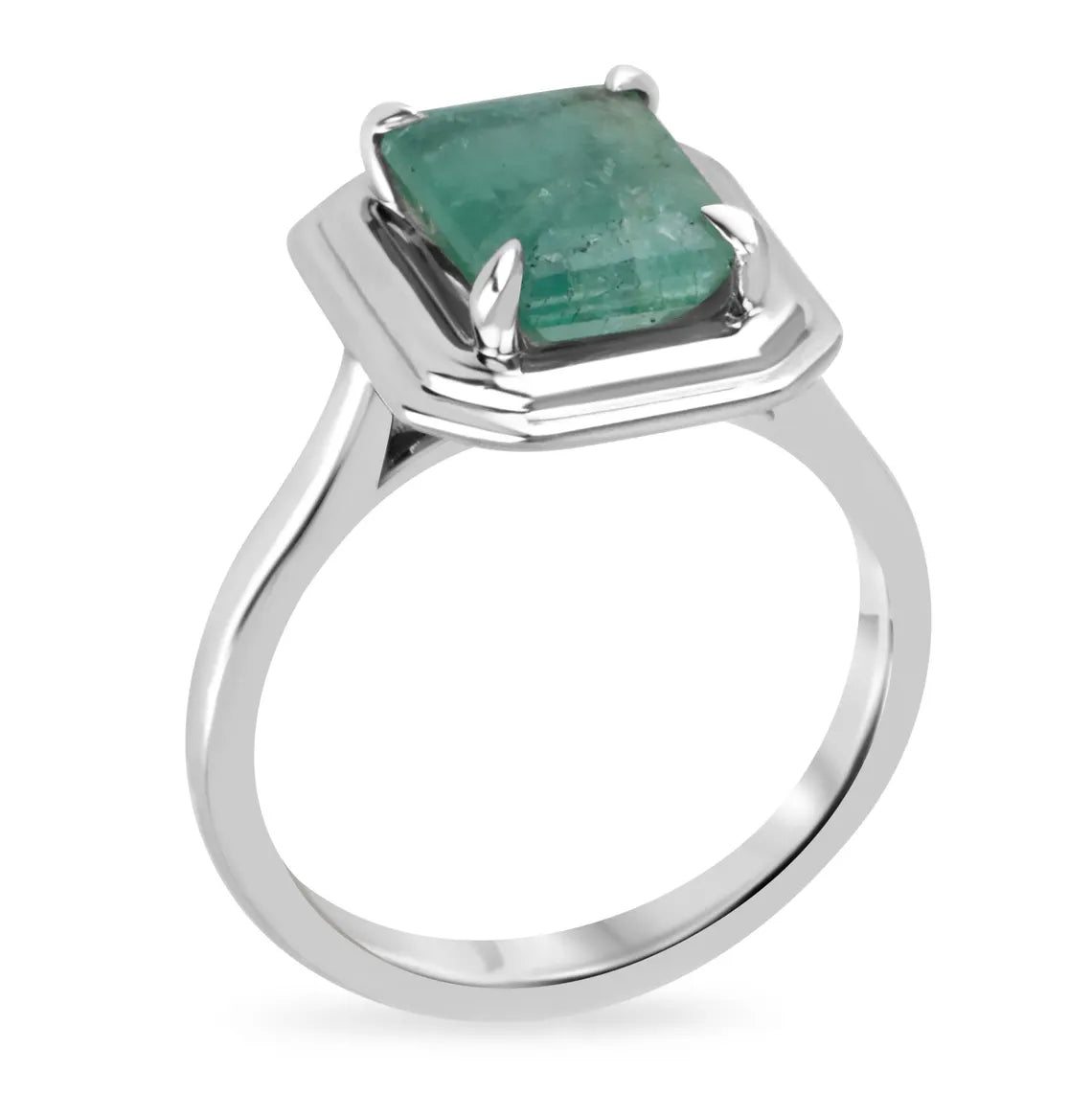 2.75ct Natural Emerald Solitaire Ring - Emerald Cut Engagement Ring for Women - Perfect for Weddings, Anniversaries & Special Occasions