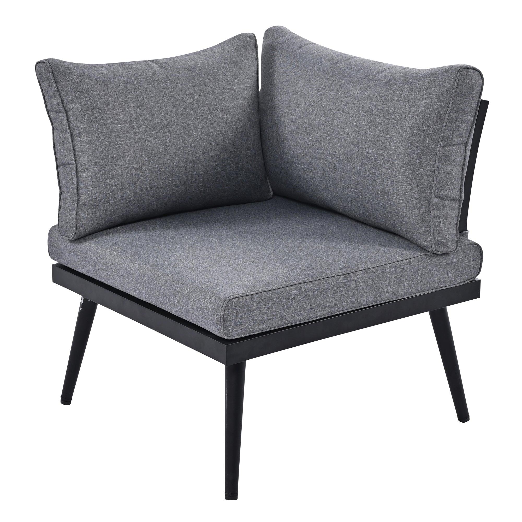 6-Piece Outdoor Sectional Sofa Set with Round Nesting Coffee Tables & Cushioned Seating - Patio, Porch, Garden Furniture for Backyard, Poolside & Outdoor Living Spaces