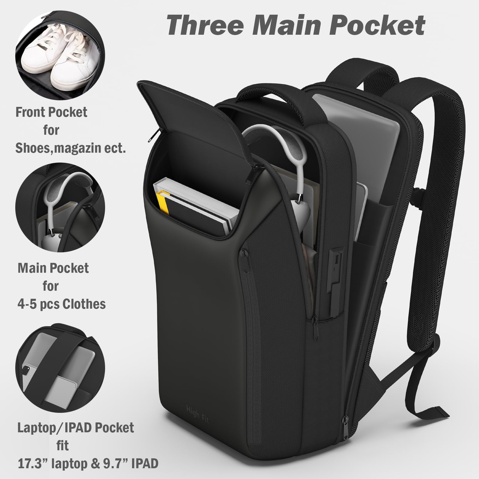 Premium 17.3 Inch Laptop Backpack for Men & Women - Waterproof Business Travel Backpack with USB Charging Port, TSA Approved Airline Carry-On - Perfect for Work, College, Commuting & Business Trips