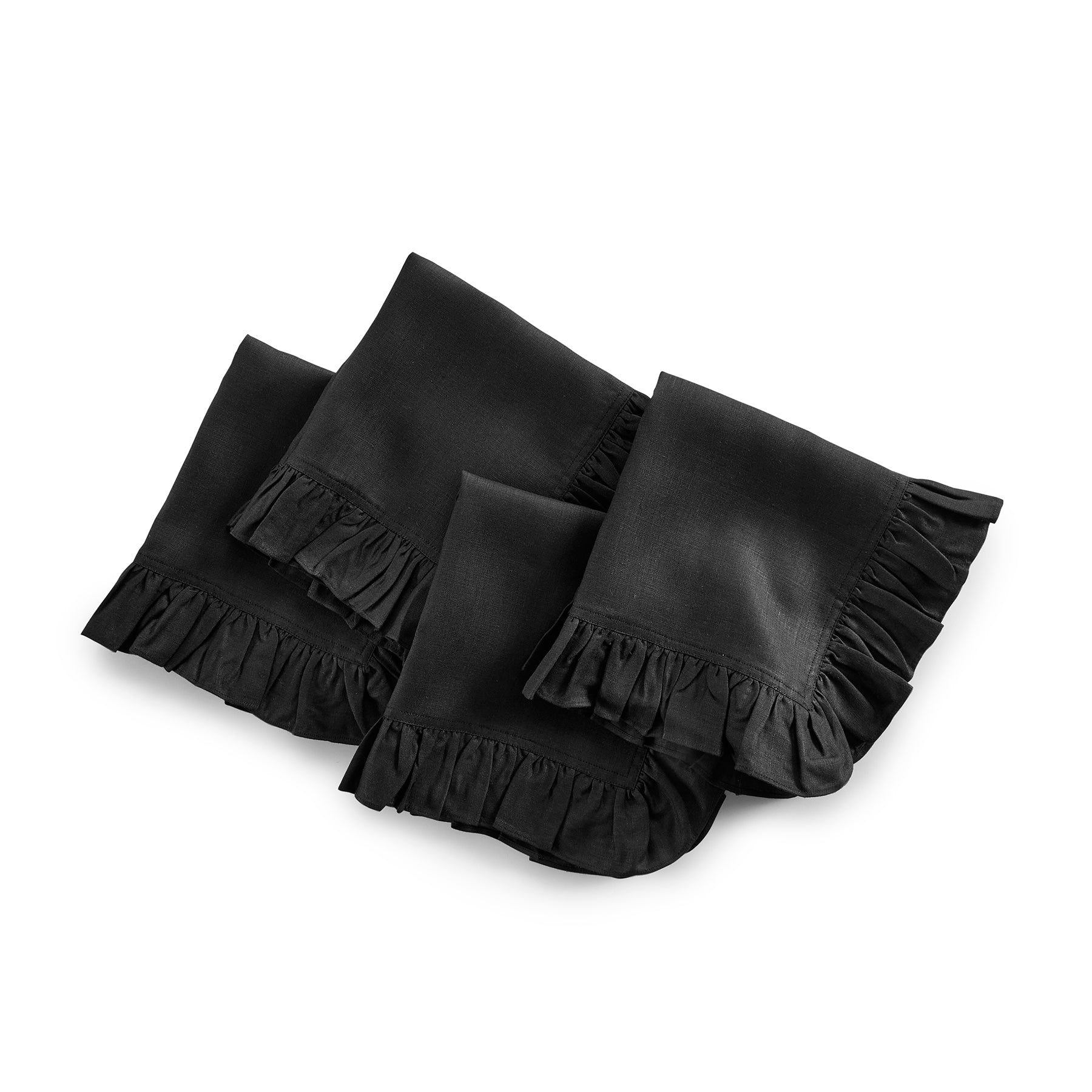Gabrielle Ruffle Napkins Set of 4 - Elegant Cotton Dinner Napkins for Formal Dining, Wedding, and Special Occasions