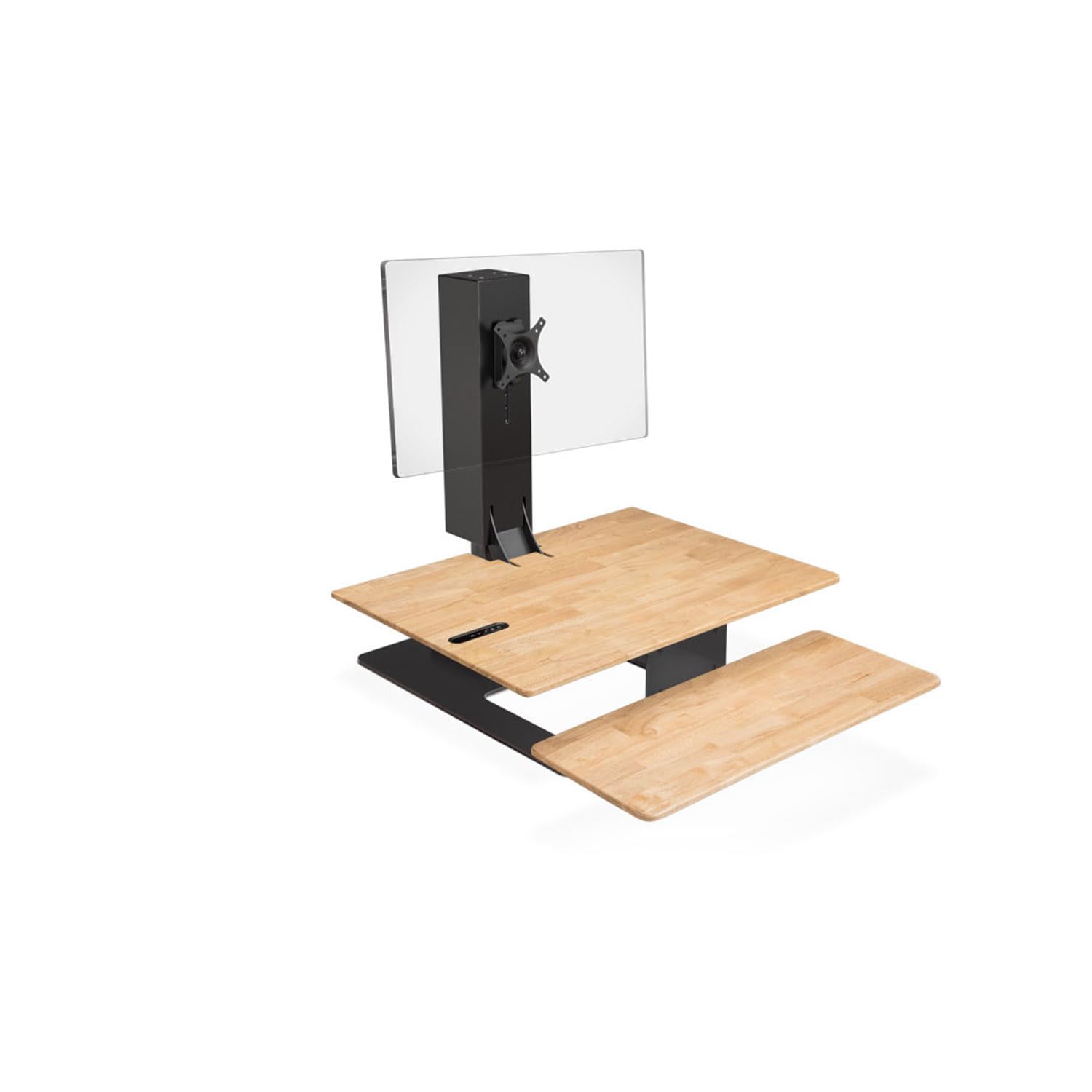 Uplift E7 Electric Standing Desk Converter - Black Base, Natural Rubberwood for Home Office