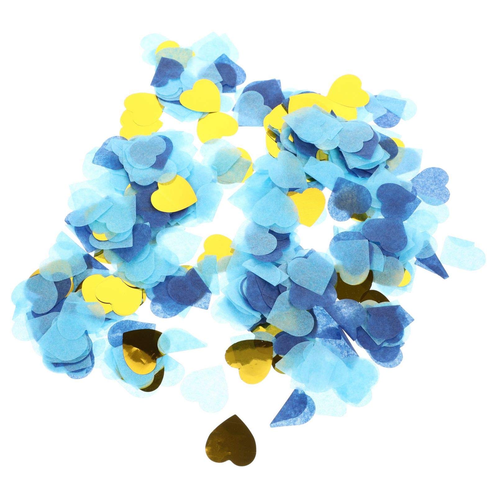 Valentine's Day Heart Shaped Confetti - 4 Pack Mixed Colors (Dark Blue, Light Blue, Golden) for Wedding, Birthday Party Decorations | Perfect for Table Scatters, Balloon Filler, Photo Backdrops & Celebration Events