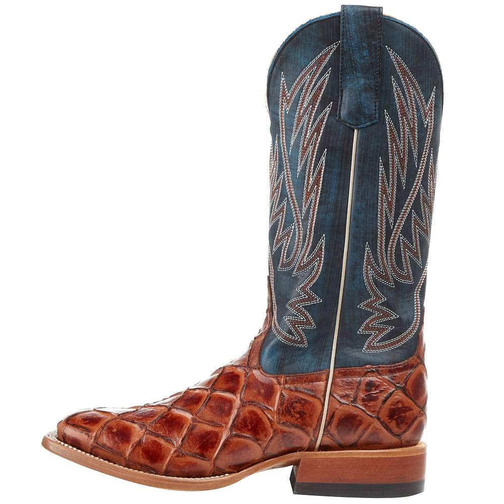 HorsePower Kids Cognac Fish Filet Turquoise Top Cowboy Boots - Western Style Boots for Boys & Girls, Perfect for Rodeo, Rancher & Cowboy Costume Play