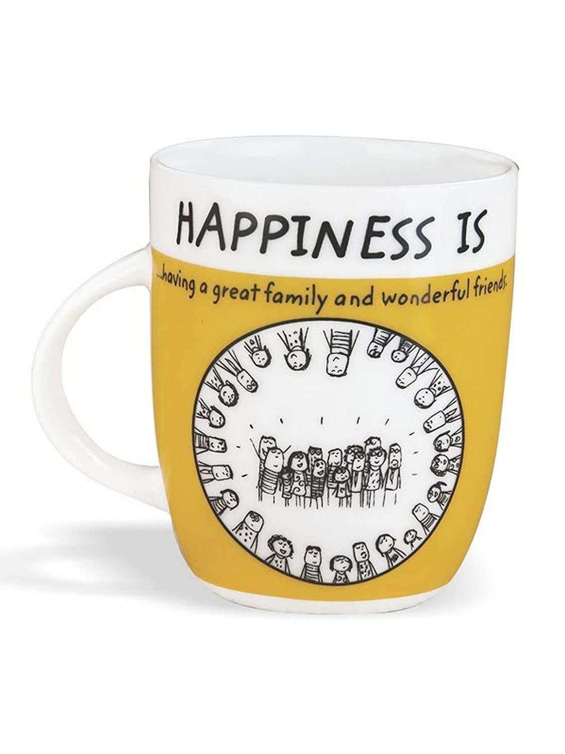 Clay Craft - Happiness Is, Wonderful Friends Bone China Milk Mug, 350ml, Multicolored - Perfect for Tea, Coffee & Gift Giving