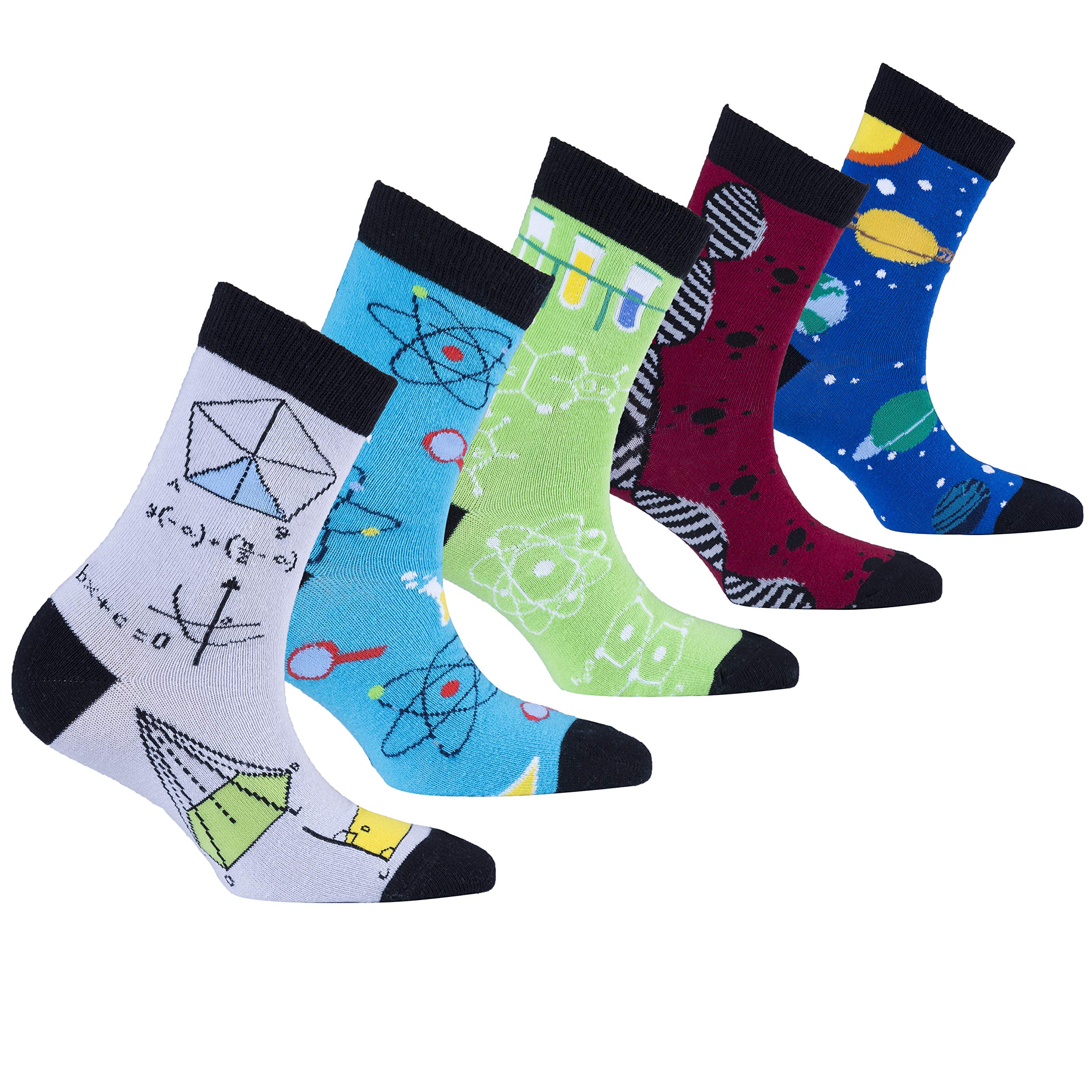 Kids 5-Pair Fun Colorful Cotton Crew Socks Gift Set - Soft Dress Socks for Boys & Girls - Perfect for School, Parties & Everyday Wear